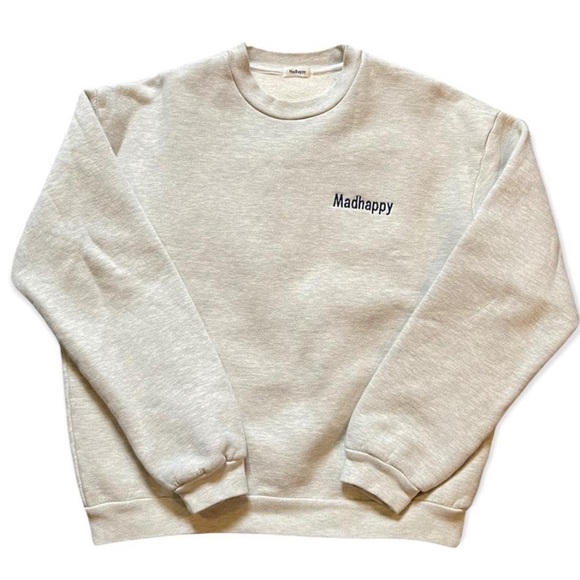 Madhappy Sweaters - Madhappy Grey and Navy Fleece Crewneck
